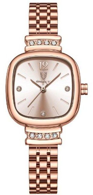 Quality Ladies Chain Strap Wristwatch - Gold Rhinestone Wristwatch