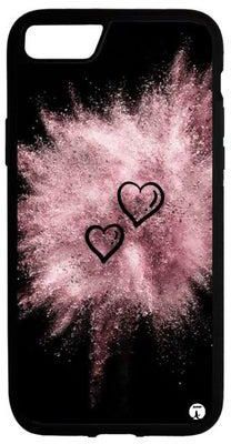 غطاء حماية مطبوع ايفون 6s بلس رسمة قلوب جميلة مع رذاذ وردي