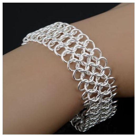 Eissely New Silver Plated Fashion Large Centipede Wide Chain Bracelet Cuff