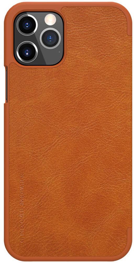 Nillkin Case for iPhone 12 Pro Max (6.7 Inch), Qin Leather Series [With Card Holder] Stylish Cover Durable Slim PU Leather Flip Wallet [ Designed for iPhone 12 Pro Max Case ] - Brown