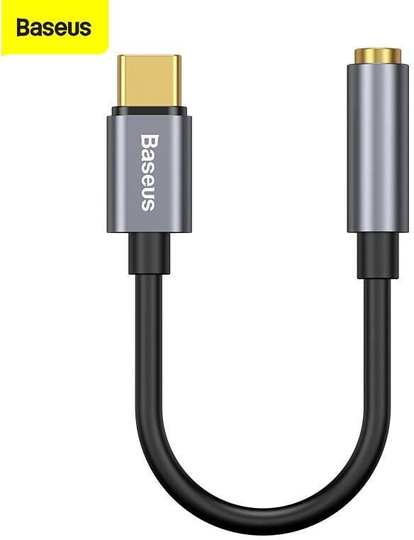 Baseus Type-C Male to 3.5mm Female Adapter L54 Cable Baseus L54 AudioAdapter USB-C+mini jack 3,5mm smartphone that does not have an AUX input earphone jack for earphones with USB-C connector Black