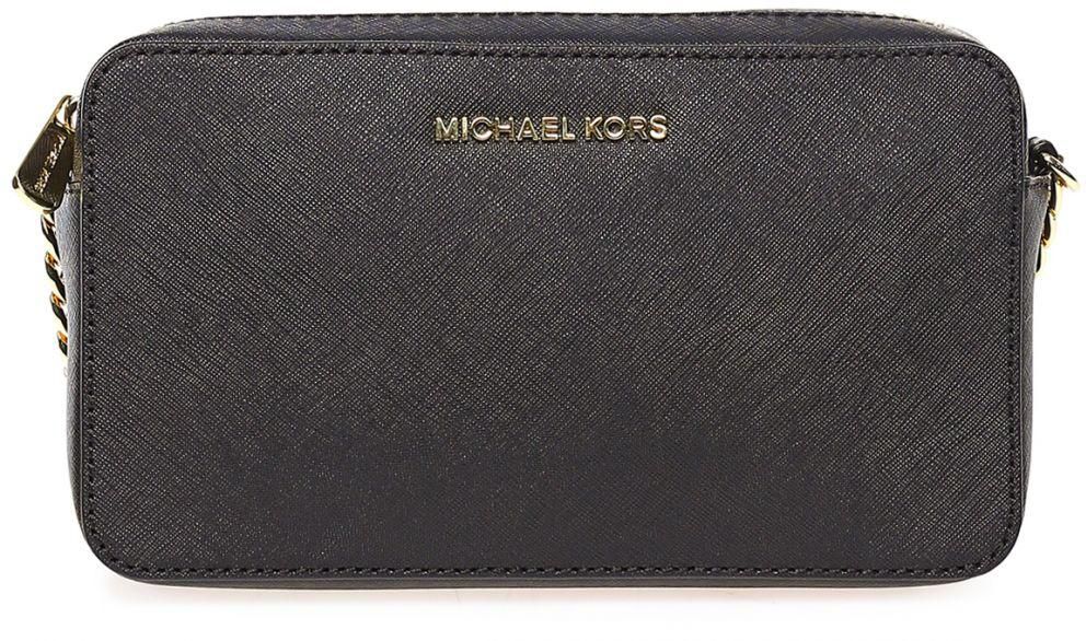 Michael Kors 32T6GTVC6L-001 Jet Set Travel Crossbody Bag for Women - Leather, Black