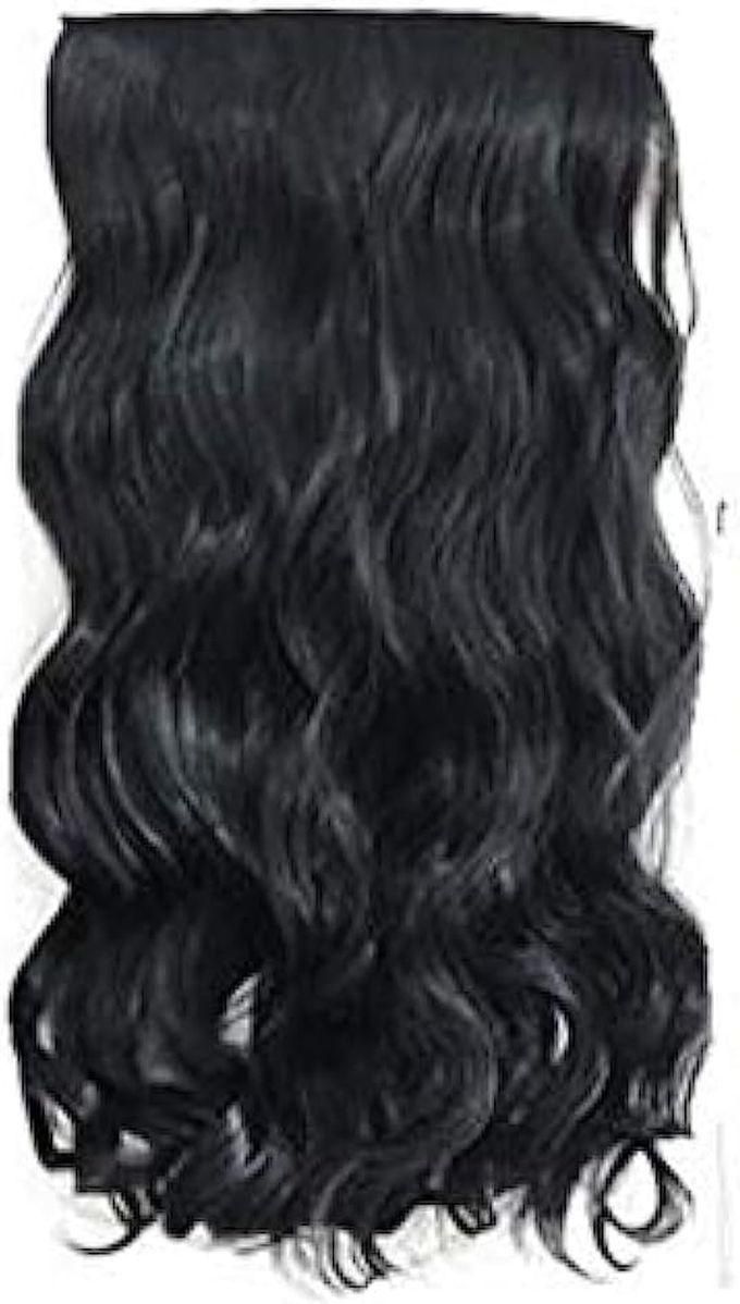 Synthetic Hair Extension Long Curly Black Color