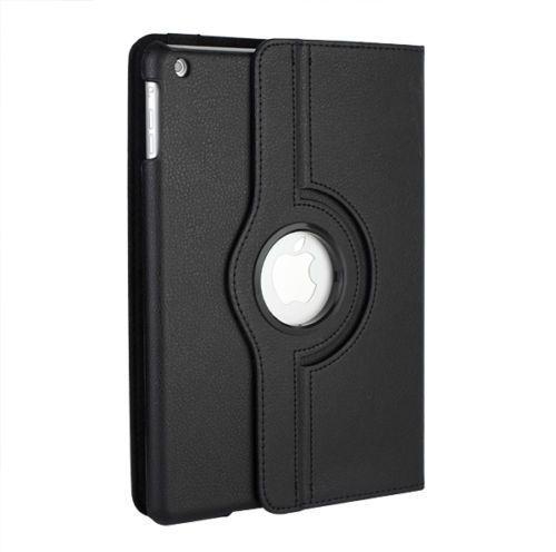 LEATHER 360 DEGREE ROTATING CASE COVER STAND FOR APPLE iPAD AIR 5 BLACK