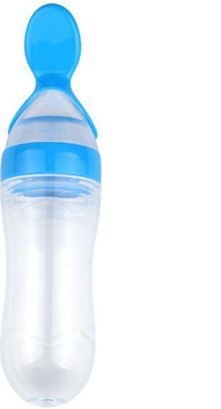 Silicon Feeding Bottle and Spoon Blue