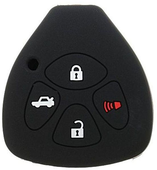 Toyota Silicone Key Cover 4 Button Shell Fit For TOYOTA Corolla Camry Remote Key Case Fob (Black)