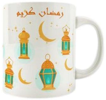 Ramadan Printed Ceramic Mug White/Blue/Yellow Standard