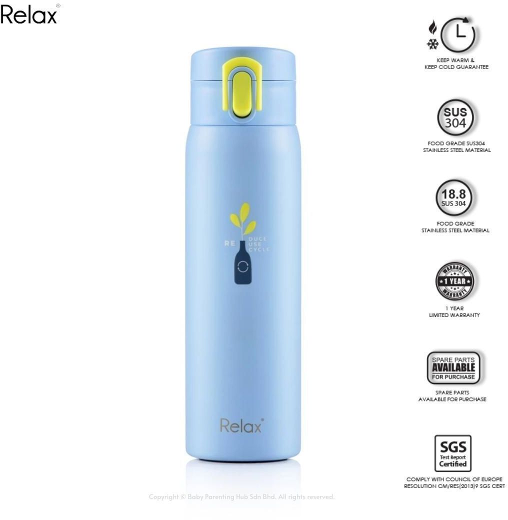 Relax Bottle Thermal Flask 18.8 Stainless Steel 500ml (Blue)