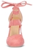 Fashion Women Pointed Toe Lace-up Chunky Heel Shoes Sandals-LIGHT PINK