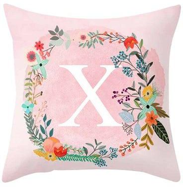 Letter Pattern Throw Pillow Cover Pink 45x45centimeter