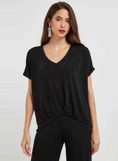 Pleated Relaxed Top Black