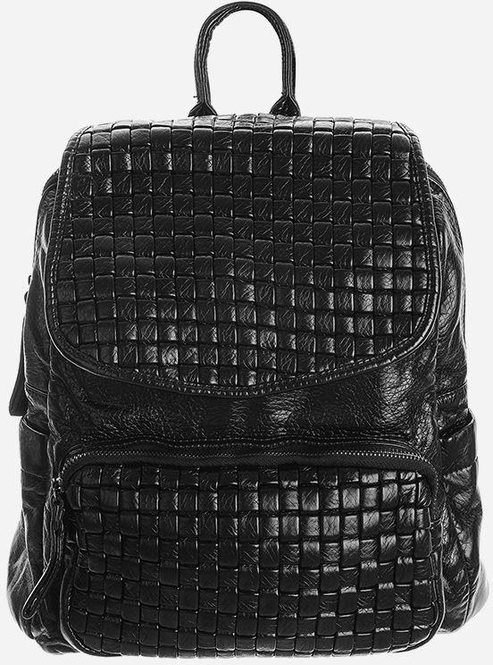 Variety Textured Leather Backpack - Black