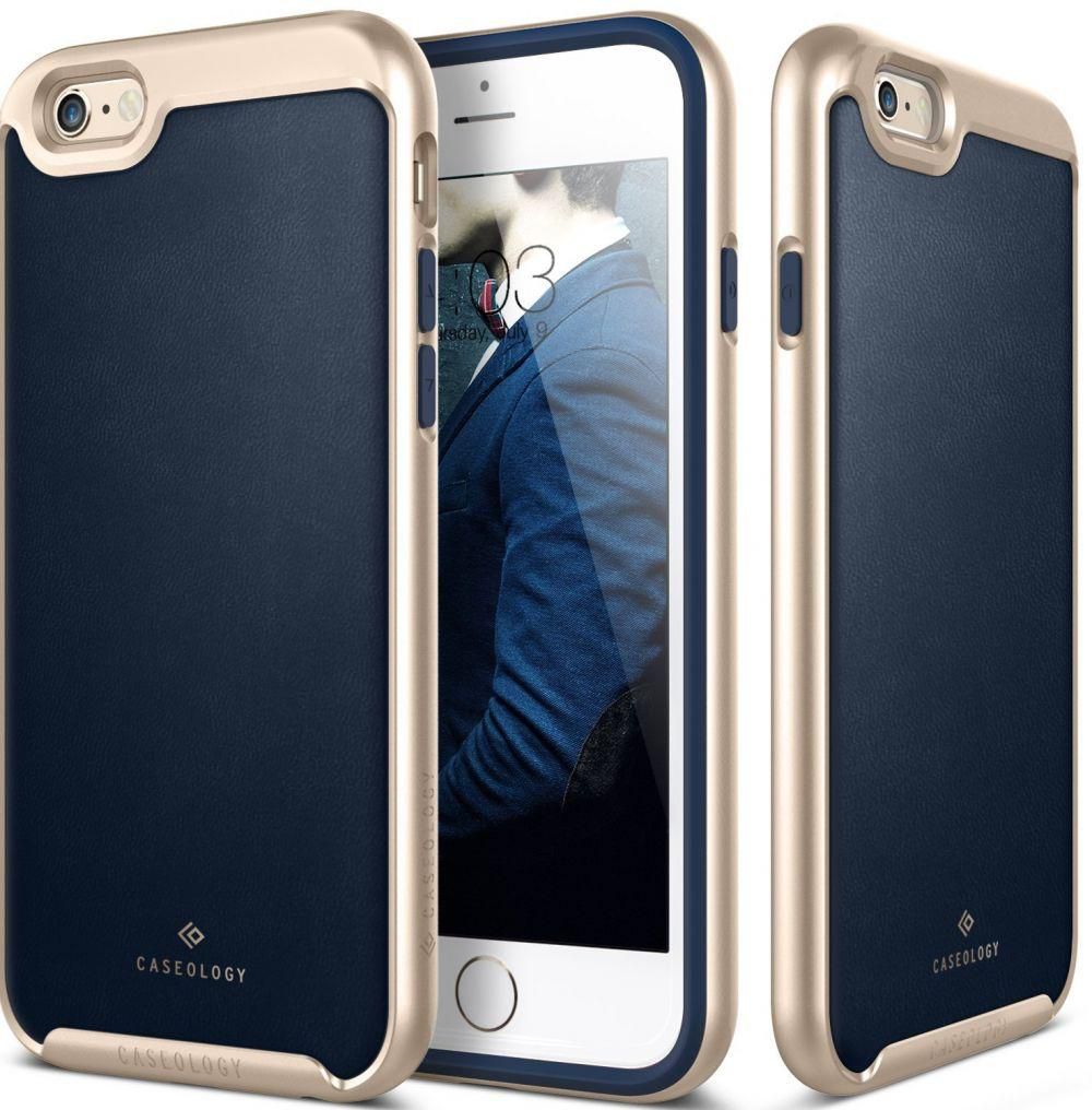 كيسولوجي ايفون 6 / 6 اس بلس كفر جلد أزرق غامق Caseology iPhone 6 / 6S Plus Leather Case Navy Blue