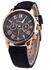 Geneva Ladies Exclusive Leather Wrist Watch - Black