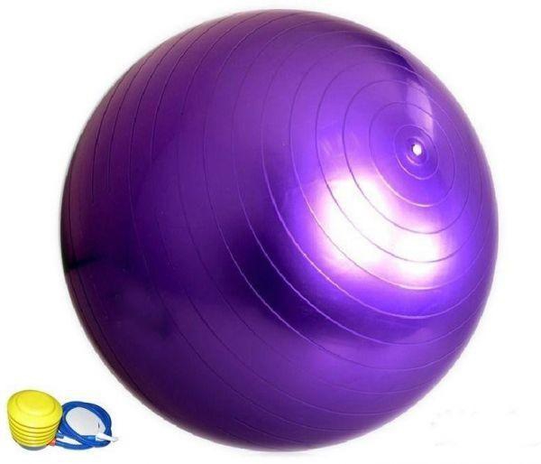 65cm Balance Stability Pilates Ball for Yoga Fitness Exercise With Air Pump Purple [BTT-05]