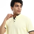 Izor Mandarin Collar Pastel Yellow with Touch of Black Polo T-Shirt