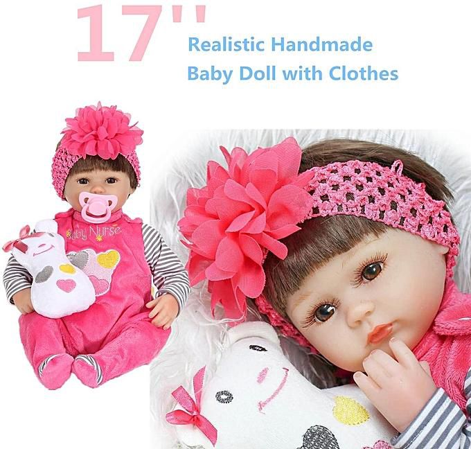 17" Realistic Lifelike Newborn Doll Silicone Vinyl Handmade Reborn Baby Dolls