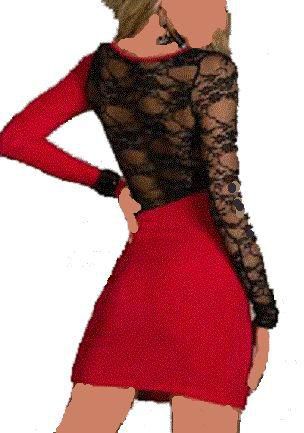 فستان قصير للسهرات والمناسبات أحمر و أسود