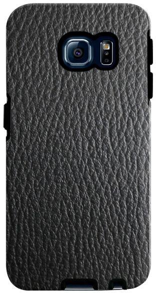 Stylizedd Samsung Galaxy S6 Edge Premium Dual Layer Tough Case Cover Gloss Finish - Black Leather