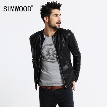 SIMWOOD Brand Motorcycle Leather Jackets Men Spring Winter Clothing Men Leather Jackets Male black s