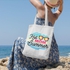 Canvas Beach Tote Bag - Printed Words ( HOT MOM SUMMER )