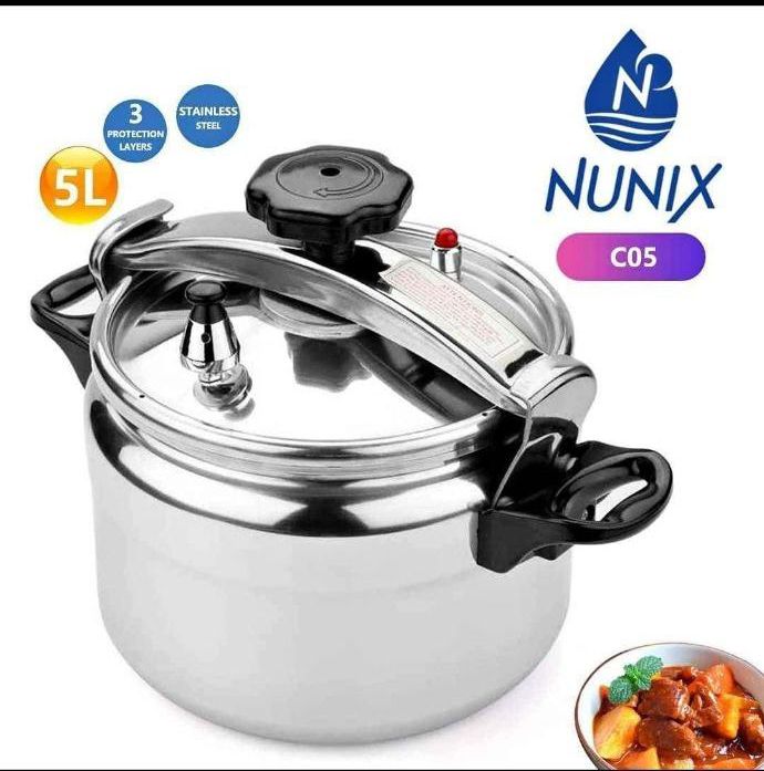 Nunix Pressure Cooker - Explosion Proof - 5 Litres - Silver