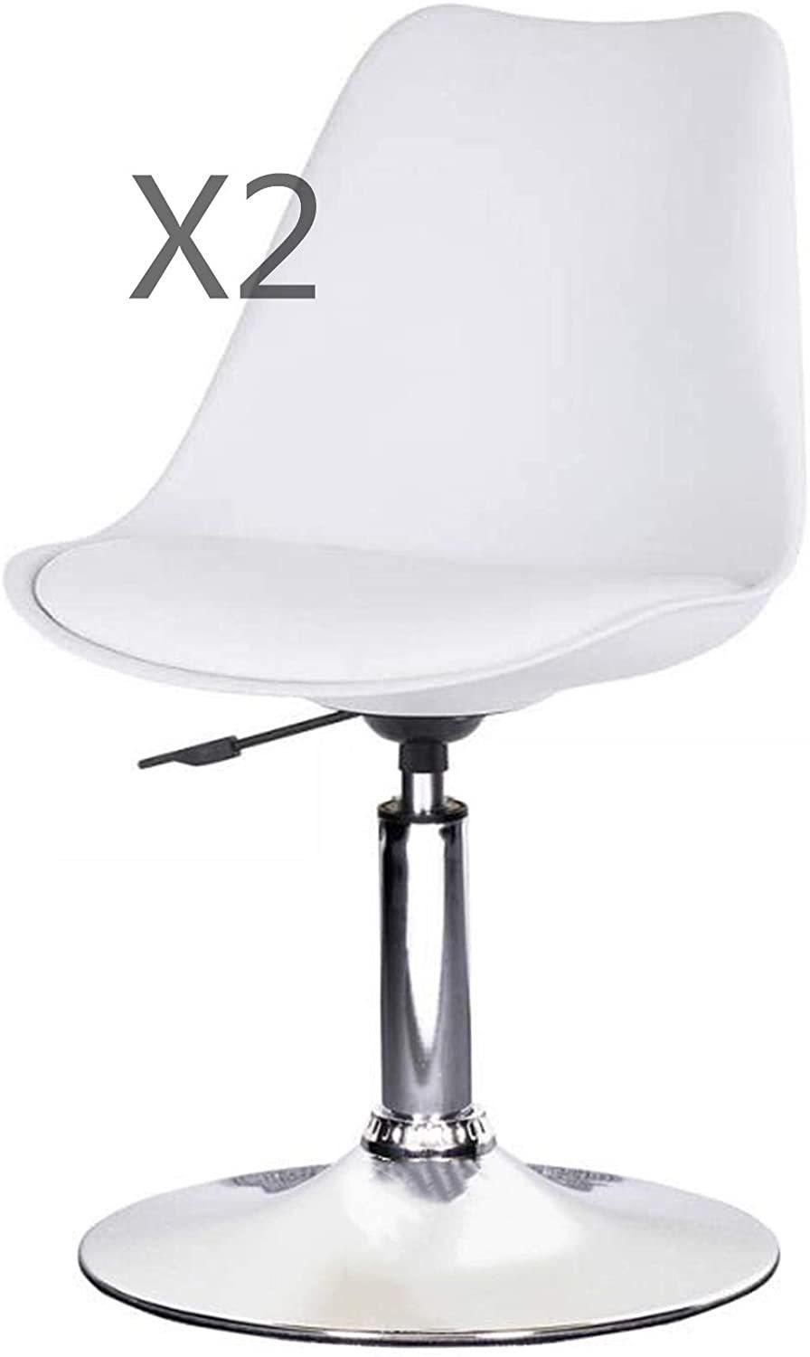 LANNY Set of 2 High Quality Eames Style DSW Dining Desk Stool T806 Up and Down Office Chair-white