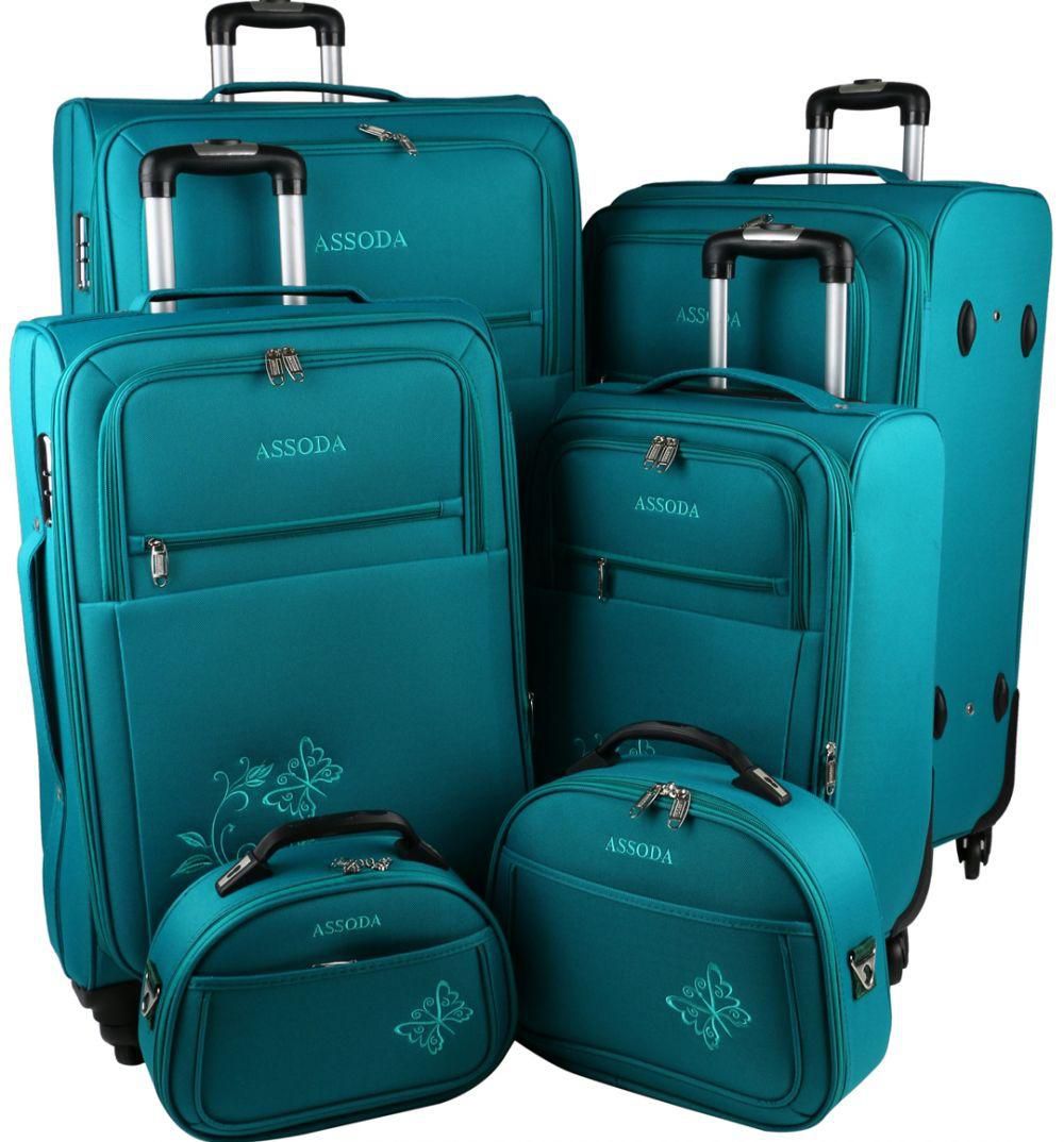 Assoda Trolley Bag travel Set 6 pcs with 2 Beauty Case -31/27.5/23.5/19 green