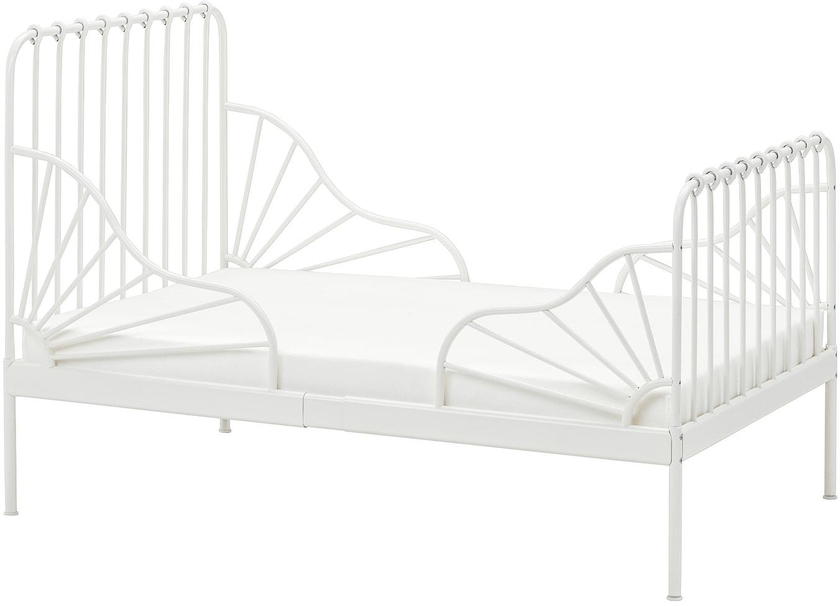 MINNEN سرير قابل للتمديد مع قاعدة شرائحية - أبيض ‎80x200 سم‏