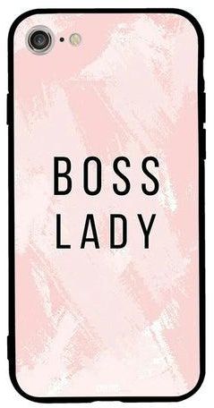 غطاء حماية واق لهاتف أبل آيفون 8 تصميم بخلفية بلون وردي وعبارة "Boss Lady".