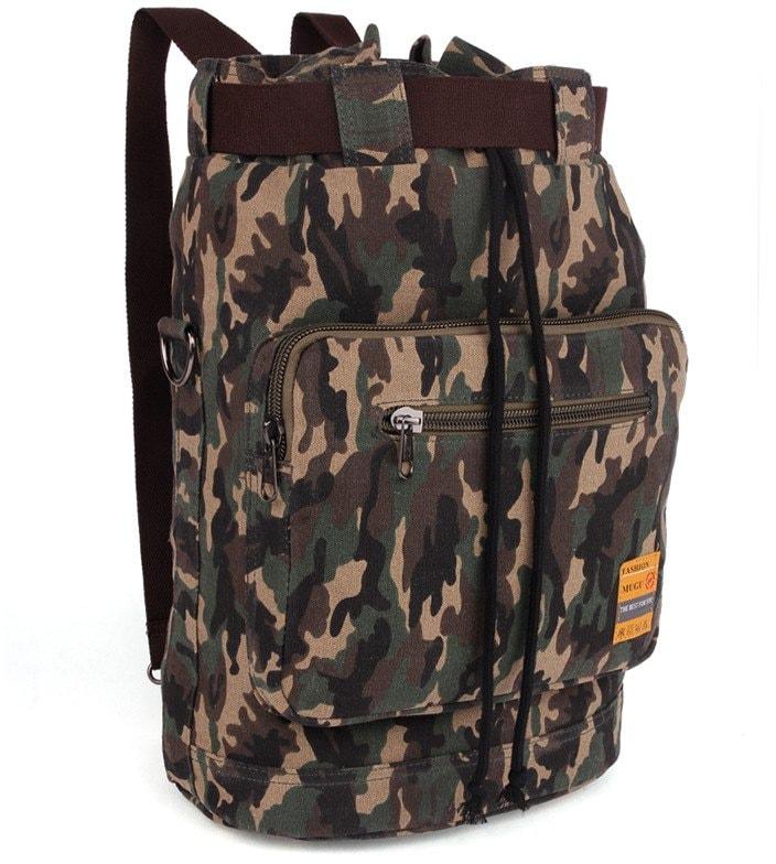 Casual Canvas and Camouflage Pattern Design Backpack For Men - Army Green Camouflage