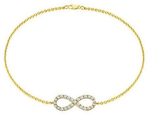 Bracelet Diamond Infinity Knot in Yellow Gold 14K Half a Carat Diamonds