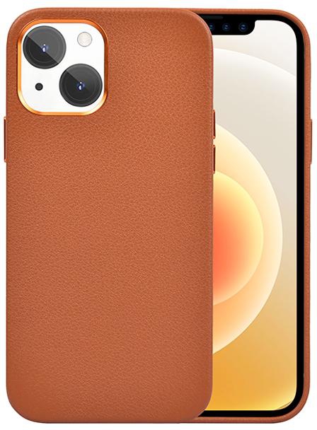WIWU Calfskin Genuine Leather Case For iPhone 13 (6.1") - Brown