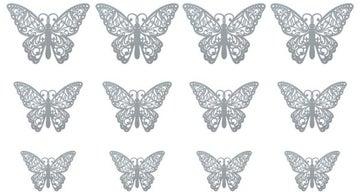 12-Piece 3D Butterfly Wall Sticker Set Silver Big Butterfly (12x8.75), Medium Butterfly (10x7.3), Small Butterfly (8x5.8)centimeter