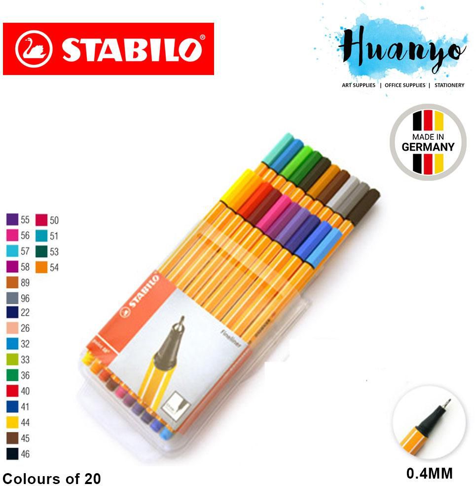 Stabilo Point 88 Fineliner Marker Pen 0.4 mm - 20 Color Wallet Set