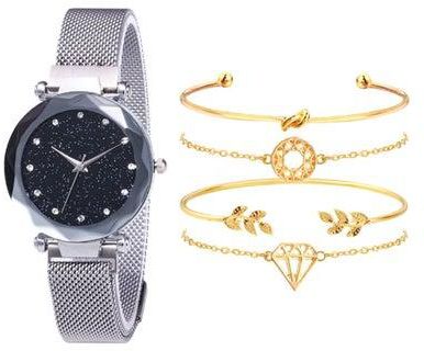 Women's 5-Piece Analog Watch And Bracelet Set 8346