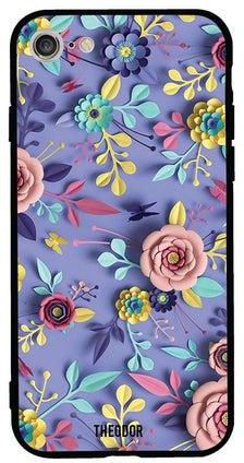 Protective Case Cover For Apple iPhone 7/8/SE 2 طبعة بتصميم زهور مصنوعة يدويًا