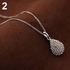 Fashion Women's Fashion Shiny Rhinestone Waterdrop Pendant Long Chain Sweater Necklace-Silver