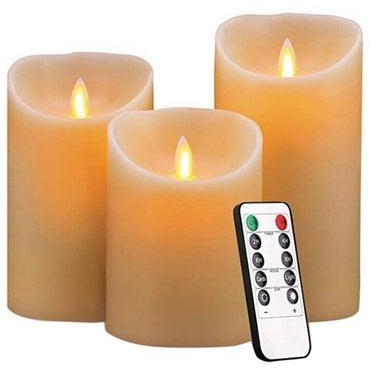 3 Battery Operated Flameless Candles Yellow 9x25cm