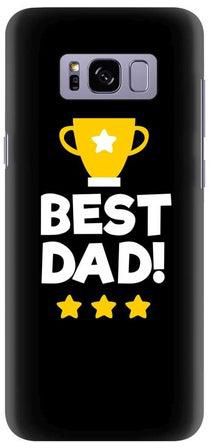 غطاء حماية من سلسلة سناب كلاسيك بطبعة لعبارة "Best Dad" مع رسمة لكأس لهاتف سامسونج جالاكسي S8 أسود/ أصفر/ أبيض