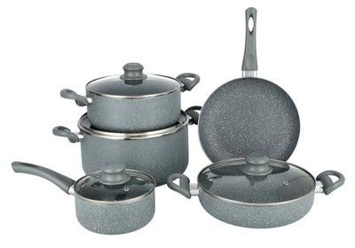 9-Piece Granite Cookware Set Grey 26x13cm