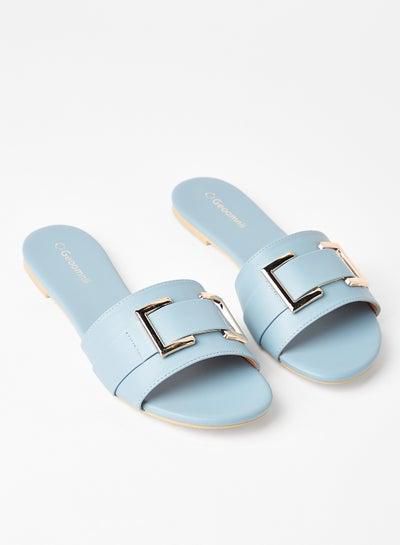Comfortable Footbed Trendy Flat Sandals Blue