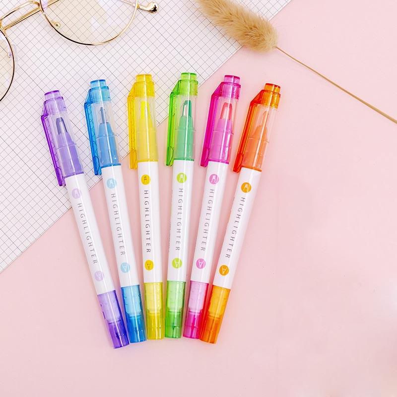 6 Pieces Highlighters Double Heads Candy Color Pens