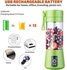 Portable Blender, Personal Blender, Small Fruit Mixer with 6 Blades, Electric USB Rechargeable Juicer Cup, Fruit Mixing Machine Home,Travel,BBQ (Green)