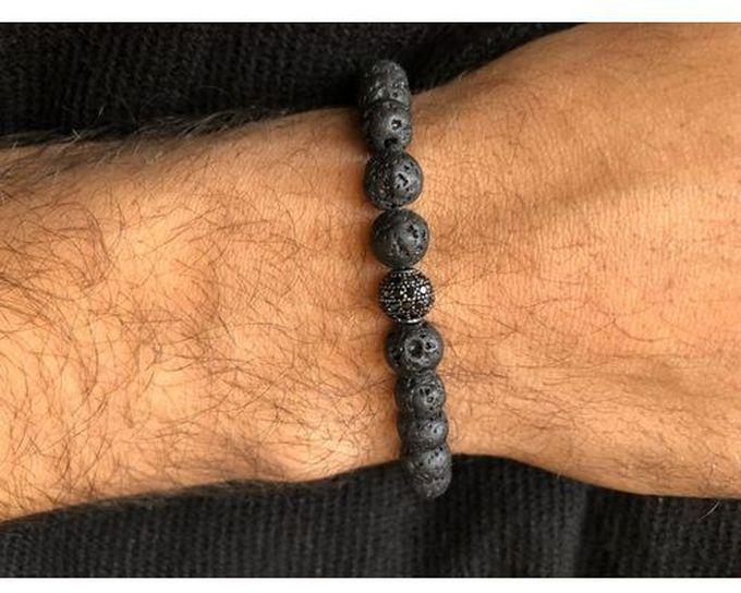 Natural Black Lava Bracelet Zircon - Black Bracelets
