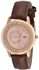 Elite Women's Rose Gold Leather Band Watch - E54202/805