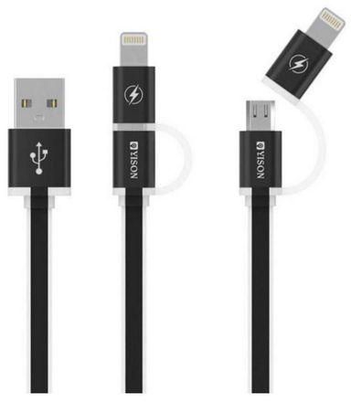 Yison 2 in 1 Apple / Micro USB Charge and Sync Cable- 1 Meter - black