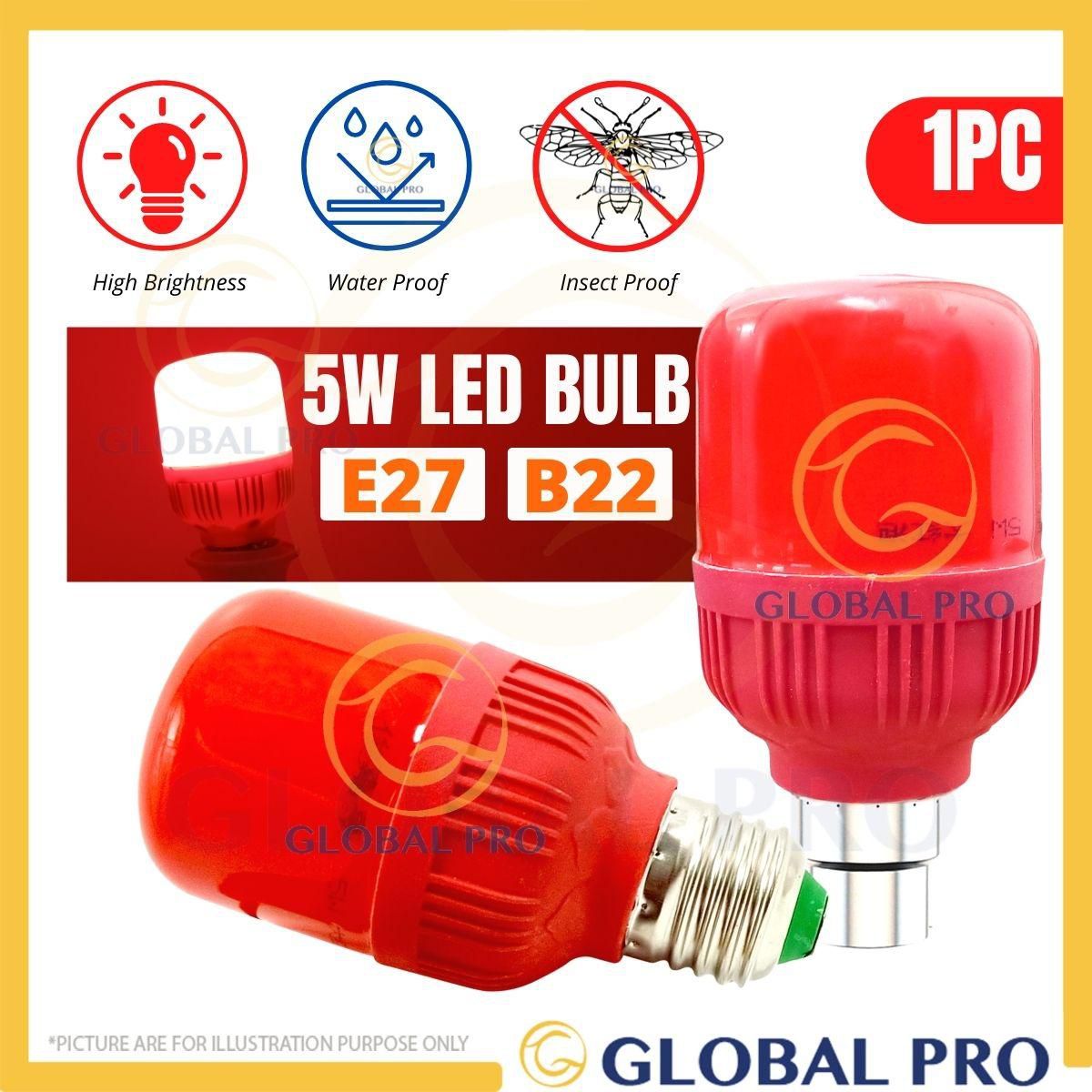 5W E27 / B22 LED Bulb Red Light High Brightness Suitable for Temple Decoration
