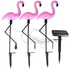 3-Piece Solar Energy Powered Outdoor Flamingo Lamp Light Set Pink/Black