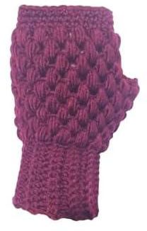 Women's Fingerless Crochet Gloves (Burgundy)